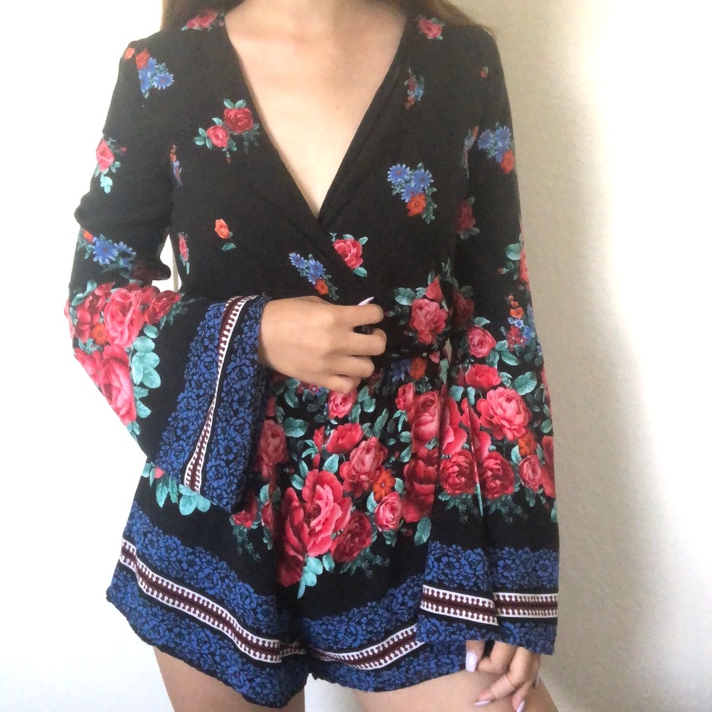 Black Floral Romper